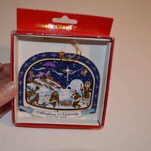 SANTA CLAUSE HOUSE Alaskan Nativity Scene North Pole,Alaska Genuine Solid Brass